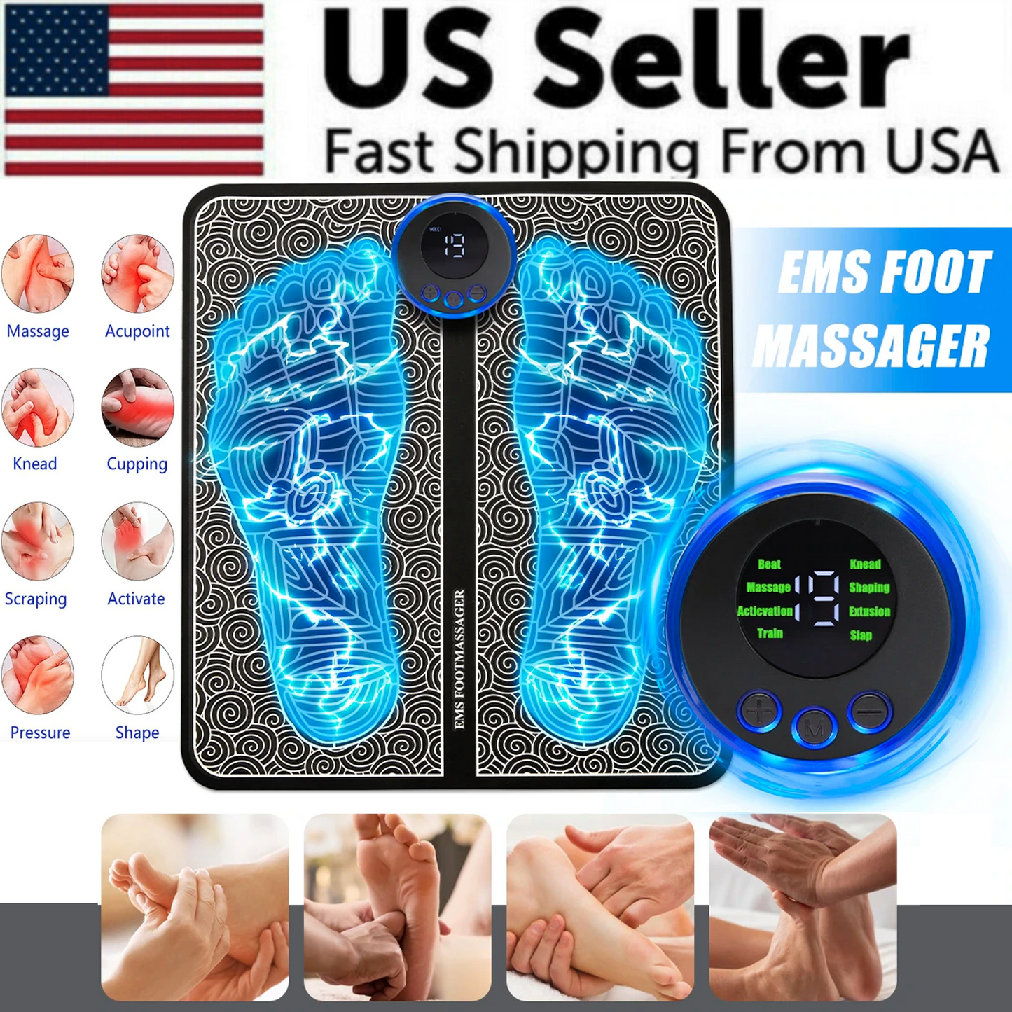EMS Leg & Foot Massager with Muscle Pain Relief