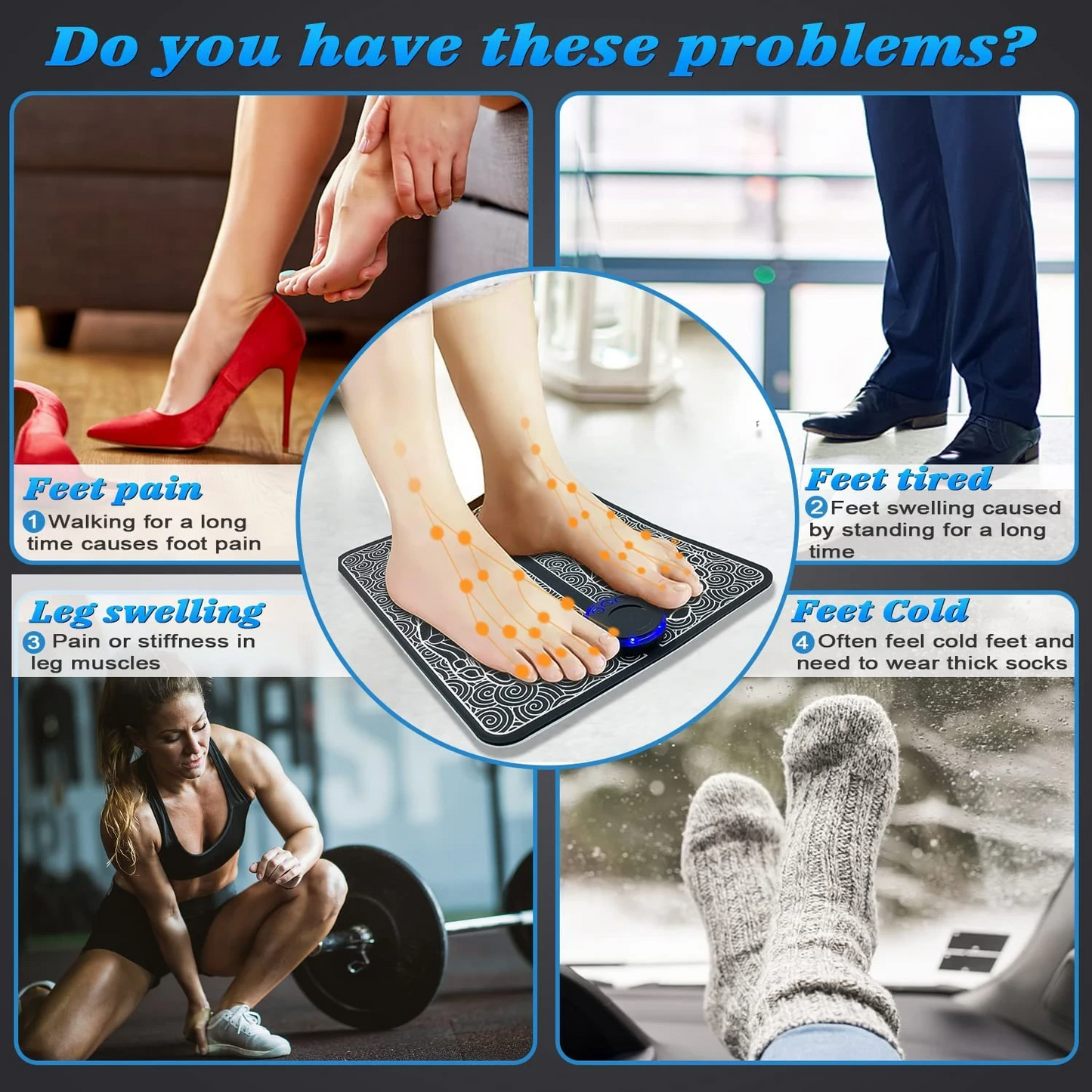 EMS Leg & Foot Massager with Muscle Pain Relief